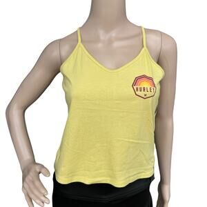 NEW Hurley Women's Yellow Spaghetti Strap Pullover V-Neck Racerback Cami Top S